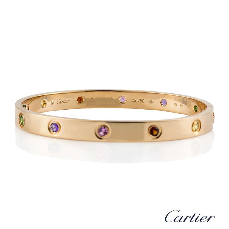 Cartier 18k Rose Gold Coloured Stones Love Bangle B&P B6036517 Cartier 18k Rose Gold Coloured Stones Love Bangle B&P B6036517